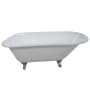 Kingston Brass Aqua Eden 54" Clawfoot Cast Iron Soaking Tub with Reversible Drain, and Overflow White / Polished Chrome