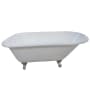 Kingston Brass Aqua Eden 54" Clawfoot Cast Iron Soaking Tub with Reversible Drain, and Overflow White / Satin Nickel