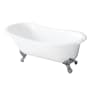 Kingston Brass Tazatina 54" Clawfoot Cast Iron Soaking Tub with Reversible Drain, and Overflow White / Polished Chrome
