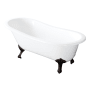 Kingston Brass Tazatina 54" Clawfoot Cast Iron Soaking Tub with Reversible Drain, and Overflow White / Oil Rubbed Bronze