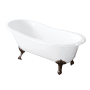 Kingston Brass Tazatina 54" Clawfoot Cast Iron Soaking Tub with Reversible Drain, and Overflow White / Naples Bronze