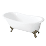 Kingston Brass Tazatina 54" Clawfoot Cast Iron Soaking Tub with Reversible Drain, and Overflow White / Brushed Nickel