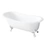 Kingston Brass Tazatina 54" Clawfoot Cast Iron Soaking Tub with Reversible Drain, and Overflow White / White