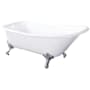 Kingston Brass Aqua Eden 67" Clawfoot Cast Iron Soaking Tub with Reversible Drain, Overflow and Predrilled Faucet Holes White / Polished Chrome
