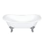 Kingston Brass Aqua Eden 72 Clawfoot Cast Iron Soaking Tub with Center Drain, and Overflow White / Polished Chrome