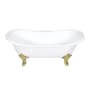 Kingston Brass Aqua Eden 72 Clawfoot Cast Iron Soaking Tub with Center Drain, and Overflow White / Polished Brass