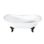 Kingston Brass Aqua Eden 72 Clawfoot Cast Iron Soaking Tub with Center Drain, and Overflow White / Oil Rubbed Bronze