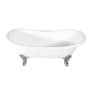 Kingston Brass Aqua Eden 72 Clawfoot Cast Iron Soaking Tub with Center Drain, and Overflow White / Brushed Nickel
