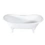 Kingston Brass Aqua Eden 72 Clawfoot Cast Iron Soaking Tub with Center Drain, and Overflow White