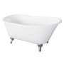 Kingston Brass Onamia 57" Clawfoot Cast Iron Soaking Tub with Reversible Drain, and Overflow White / Polished Chrome
