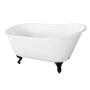 Kingston Brass Onamia 57" Clawfoot Cast Iron Soaking Tub with Reversible Drain, and Overflow White / Oil Rubbed Bronze