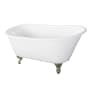 Kingston Brass Onamia 57" Clawfoot Cast Iron Soaking Tub with Reversible Drain, and Overflow White / Brushed Nickel