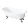 Kingston Brass Tazatina 57" Clawfoot Cast Iron Soaking Tub with Reversible Drain, and Overflow White / Polished Chrome