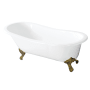 Kingston Brass Tazatina 57" Clawfoot Cast Iron Soaking Tub with Reversible Drain, and Overflow White / Polished Brass