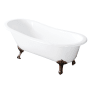 Kingston Brass Tazatina 57" Clawfoot Cast Iron Soaking Tub with Reversible Drain, and Overflow White / Naples Bronze