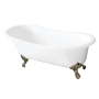 Kingston Brass Tazatina 57" Clawfoot Cast Iron Soaking Tub with Reversible Drain, and Overflow White / Brushed Nickel