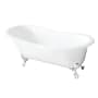 Kingston Brass Tazatina 57" Clawfoot Cast Iron Soaking Tub with Reversible Drain, and Overflow White / White