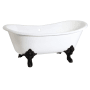 Kingston Brass Aqua Eden 67" Clawfoot Cast Iron Soaking Tub with Center Drain, and Overflow White / Matte Black