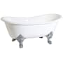 Kingston Brass Aqua Eden 67" Clawfoot Cast Iron Soaking Tub with Center Drain, and Overflow White / Polished Chrome