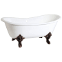 Kingston Brass Aqua Eden 67" Clawfoot Cast Iron Soaking Tub with Center Drain, and Overflow White / Oil Rubbed Bronze