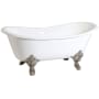 Kingston Brass Aqua Eden 67" Clawfoot Cast Iron Soaking Tub with Center Drain, and Overflow White / Brushed Nickel