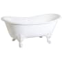 Kingston Brass Aqua Eden 67" Clawfoot Cast Iron Soaking Tub with Center Drain, and Overflow White