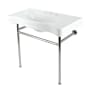 Kingston Brass Bristol 36" Rectangular Stainless Steel Console Bathroom Sink with Overflow White/Polished Nickel