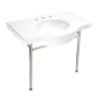 Kingston Brass Bristol 36" Rectangular Stainless Steel Console Bathroom Sink with Overflow White / Polished Nickel