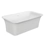 Kingston Brass Arcticstone 67" Free Standing Solid Surface Soaking Tub with Center Drain, Drain Assembly, and Overflow Matte White