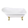 Kingston Brass Aqua Eden 67" Clawfoot Acrylic Soaking Tub with Reversible Drain and Overflow Glossy White / Brushed Brass