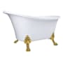 Kingston Brass Aqua Eden 51" Clawfoot Acrylic Soaking Tub with Reversible Drain and Overflow Glossy White / Brushed Brass