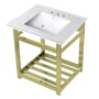 Kingston Brass 25" Wide Ceramic Console Sink White / Polished Brass