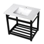 Kingston Brass 31" Wide Ceramic Console Sink White / Matte Black