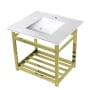 Kingston Brass 31" Wide Ceramic Console Sink White / Polished Brass