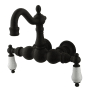 Kingston Brass Vintage Wall Mounted Clawfoot Tub Filler with Porcelain Lever Handles Oil Rubbed Bronze
