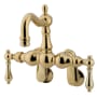 Kingston Brass Vintage Wall Mounted Clawfoot Tub Filler with Metal Lever Handles Polished Brass