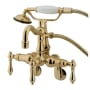 Kingston Brass Vintage Wall Mounted Clawfoot Tub Filler with Personal Hand Shower and Metal Lever Handles Polished Brass