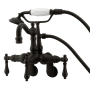 Kingston Brass Vintage Wall Mounted Clawfoot Tub Filler with Personal Hand Shower and Metal Lever Handles Oil Rubbed Bronze