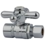 Kingston Brass Vintage Straight Stop with 1/2 Inch Sweat, 3/8 Inch OD and Metal Cross Handle Polished Chrome