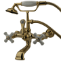 Kingston Brass Vintage Wall Mounted Tub Filler with Built-In Diverter - Includes Hand Shower Polished Brass