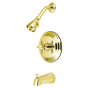 Kingston Brass Concord Tub and Shower Trim Package with 1.8 GPM Multi Function Shower Head Polished Brass