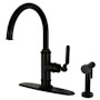 Kingston Brass Whitaker 1.8 GPM Single Hole Kitchen Faucet - Includes Escutcheon and Side Spray Matte Black