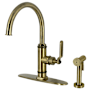 Kingston Brass Whitaker 1.8 GPM Single Hole Kitchen Faucet - Includes Escutcheon and Side Spray Antique Brass