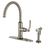 Kingston Brass Whitaker 1.8 GPM Single Hole Kitchen Faucet - Includes Escutcheon and Side Spray Brushed Nickel