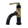 Kingston Brass Whitaker 1.2 GPM Deck Mounted Single Hole Bathroom Faucet with Push Pop-Up Drain Assembly Matte Black / Polished Brass