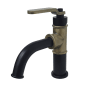 Kingston Brass Whitaker 1.2 GPM Deck Mounted Single Hole Bathroom Faucet with Push Pop-Up Drain Assembly Matte Black / Antique Brass