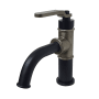 Kingston Brass Whitaker 1.2 GPM Deck Mounted Single Hole Bathroom Faucet with Push Pop-Up Drain Assembly Matte Black / Black Stainless