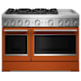 KitchenAid 48 Inch Wide Free Standing, Slide In Dual Fuel Range with Ultra Power™ Dual-Flame Burners and Even-Heat™ True Convection Scorched Orange