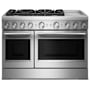 KitchenAid 48 Inch Wide Free Standing, Slide In Dual Fuel Range with Ultra Power™ Dual-Flame Burners and Even-Heat™ True Convection Stainless Steel