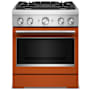 KitchenAid 30 Inch Wide Free Standing, Slide In Dual Fuel Range with Ultra Power™ Dual-Flame Burners and Even-Heat™ True Convection Scorched Orange